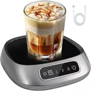 커피 머그 워머 책상용 USB 전원 컵 온도 조절 가능한 세 가지 설정 차 핫 코코아 우유(그레이)를 위한