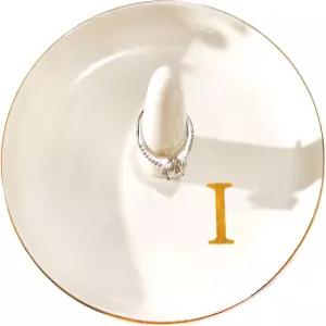 요칸르 세라믹 이니셜 주얼리 트레이 링 접시 여성 생일 어머니의 날을 위한 맞춤형 I-모노그램 약혼 결혼