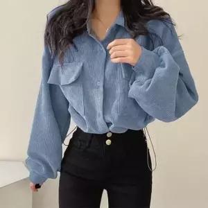 [의류] 여성 스타일리쉬 루즈핏 골덴 크롭셔츠 자켓