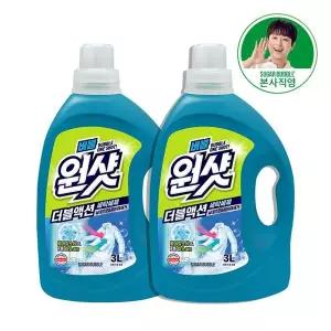 [슈가버블](eTV)슈가버블 버블원샷 더블액션 찌든때제거 액체 세탁세제 용기 3L x 2개..