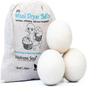 울 드라이어 볼(3팩) - 천연 섬유 유연제 재사용 가능 주름 감소 건조 시간 절약 플라스틱 볼 및 액체