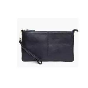 슬림 크로스 가죽 클러치 겸 핸드백 가방 네이비