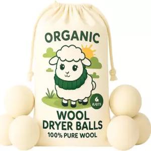 울 드라이어 볼 6팩 ？ 100 천연 세탁 유연제 대체품 주름과 정전기를 줄이는 재사용 가능한 세트 반려동물
