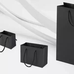 [문구/오피스] 무지 디자인 가로형 종이 쇼핑백 블랙 심플 포장용 백