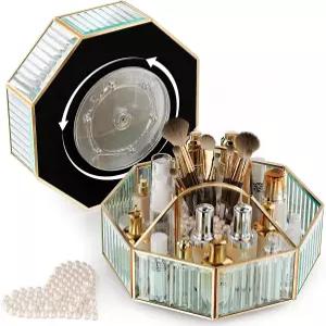 코랄하우스 360° 회전 메이크업 정리함 카운터탑 욕실 수납 스킨케어 향수 및 화장품 정리함을 위한