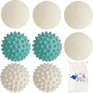 XL 울 드라이어 볼 8PCS 천연 섬유 유연제 플러프 세탁 주름 및 건조 시간 절약 재사용 가능(4PCS 플라스틱