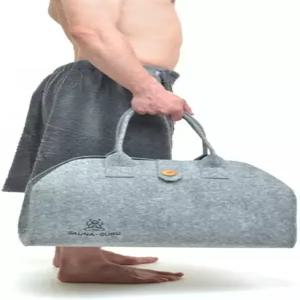 프리미엄 울 펠트 사우나 백 - 반야 모자 킬트 랩 미튼 글러브 및 시트 쿠션 패드용 수제 스파 액세서리