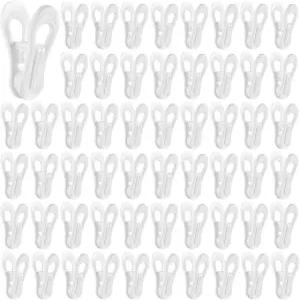 쉔리우 100팩 옷걸이용 다용도 걸이 클립 청바지 치마 스웨터 바지에 이상적인 2.75인치 흰색 플라스틱