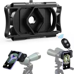 APEXEL 360° 망원경 전화 어댑터 안드로이드 및 용 업그레이드된 쌍안경 사진 망원경용 스마트폰 마운트