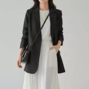 여성 폴리스판 싱글버튼 간절기 롱코트