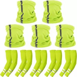 야외 활동을 위한 10 PCS 자외선 차단 반사 스트랩 팔 소매 및 넥 게이터 안전 반다나