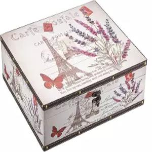 히피웨 빈티지 보물 상자 나무 및 PU 가죽 장식 기념품 대형 케이스 다용도 보관함 보석 사진 책 선물