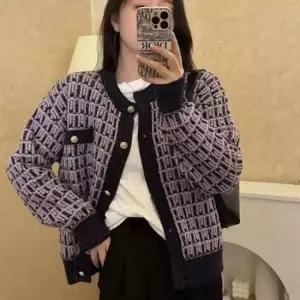 [의류] 세련 캐주얼 도톰 니트 트위드 금장 단추 가디건