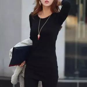 [의류] 심플 모던 라운드 면 원피스 기본 레이어드 원피스