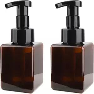 UUJOLY 거품 비누 디스펜서 액체 바디 워시용 리필 가능한 펌프 병 250ml (9온스) (작은 호박색)