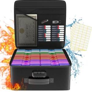 18개의 내부 4인치 x 6인치 멀티컬러 사진 케이스가 있는 탐파일 방화 보관함 카드 공예품 우표 및