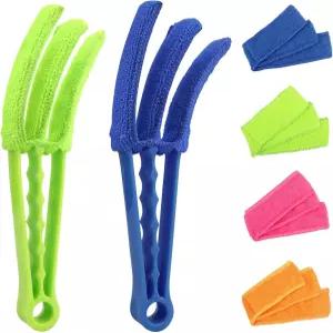 2개의 블라인드 클리너 더스터 도구 6개의 마이크로파이버 슬리브가 있는 창문 브러시 자동차 에어컨