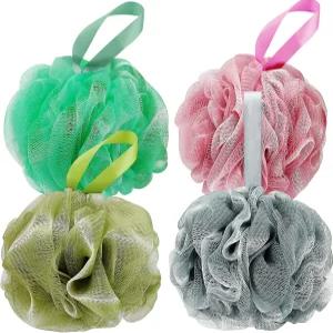 대디마트 목욕 샤워 수세미 60g 메시 푸프 볼 바디 스크러버 각질 제거 스펀지 4종 세트 검은색