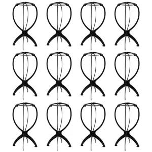 메센 12피스 가발 스탠드 세트 - 휴대용 접이식 홀더 및 여행 디스플레이용 건조 스탠드(블랙)