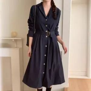 [신상오픈런]트렌치원피스 카라넥 에이라인 햅번 바스락 셔츠핏 (30093557)