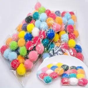 1+1 국산 반짝이 레인보우 폼폼이 뿅뿅이 수예부자재 키링 캣볼