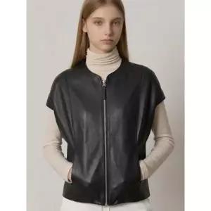 [하프클럽/]프리미엄 모던 이태리 천연양가죽 집업 베스트-사이즈 55~88다양