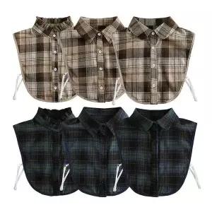 체크패턴 넥케이프 가짜 카라셔츠 페이크넥 레이어드 코디 데일리