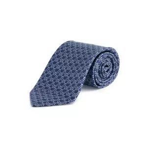 [명품] 페라가모 26SS 웨이브 프린트 실크 넥타이 네이비 35 0937 0768208