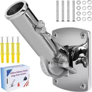 316 스테인리스 스틸 깃대 홀더 해병대용 울트라 헤비 듀티 마운트 외부 하우스 브래킷 야외 조절식 - 미러