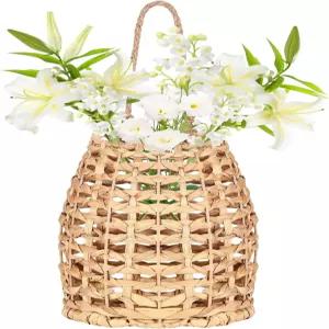 워터 히아신스 직조 행잉 바스켓 벽걸이 화분 바구니 보헤미안 코스털 현관 장식 집 식료품 저장실 농가