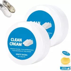 2Pcs 화이트 슈 클리너 크림 스펀지가 내장된 다목적 세탁 금지 페이스트 스니커즈 키트 가죽 실리콘