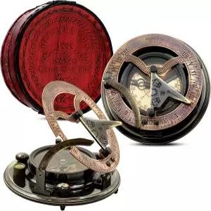 엘리토스 황동 기능성 해시계 길버트 컴퍼스 가죽 케이스 - 크리스마스 새해 기념일 세례 첫 성찬식 및