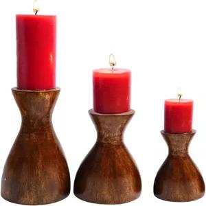 크리스마스 결혼식 할로윈 홈 데코 거실용 벽난로 맨틀 장식 다크 브라운 색상의 기둥 양초 세트 3 농가