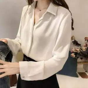 [의류] 실크 베이직 블라우스 소매포인트 봄가을 오피스룩