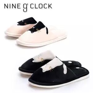 나인어클락 고양이 거실화 실내화 블랙화이트 여성용슬리퍼 남성용슬리퍼