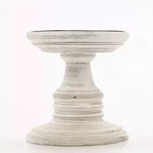 호슬리 화이트 5인치 높이의 나무 기둥 양초 홀더 컨트리 스타일. 결혼식 파티 홈 스파 레이키