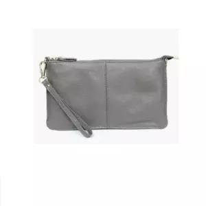 슬림 크로스 가죽 클러치 겸 핸드백 가방 그레이