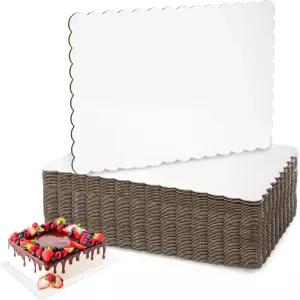 테베리 40개 직사각형 케이크 보드 그리스 방지 14x10 인치 쿼터 시트 판지 파티용 튼튼한 컵케이크 베이스