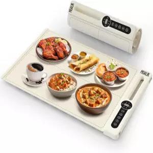 음식용 뮤릭 워밍 매트 롤업 패스트 히팅 실리콘 6단계 온도 2구역 및 3패드 평행 확장 자동 켜짐 타이머