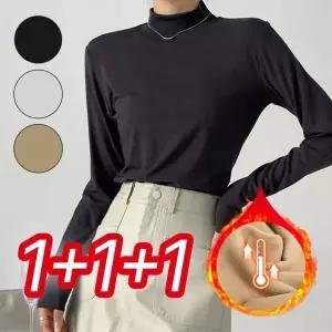 여성 기모 반폴라 기본 터틀넥 반목티 이너 티셔츠 3P 겨울 반목티