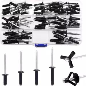 Keadic 80Pc 블라인드 리벳 모음 세트 4가지 크기 팝 블랙 삼중 폭발 리벳(9/16인치 3/4인치 13/16인치