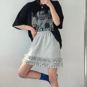 [다잇템] 여자 에이라인 프릴치마 면원단 고무줄 귀여운 티어드 미니스커트