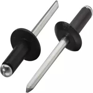Linkup 50pcs 팩 1/4 x 5/8 블랙 라지 플랜지 팝 블라인드 리벳 헤드 알루미늄 6.4mm 16mm 바디 스틸