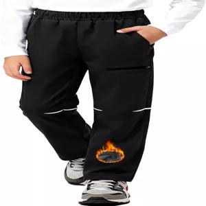 하이비티 보이즈 청소년 플리스 안감 스노우 팬츠 4개의 포켓이 있는 방풍 방수 스키 겨울 하이킹용 반사