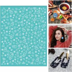 BEUNITONE 2pcs 폴리머 클레이 겨울 눈송이 재사용 가능한 실크 스크린 인쇄 키트 11 x 8.5 mas 눈사람