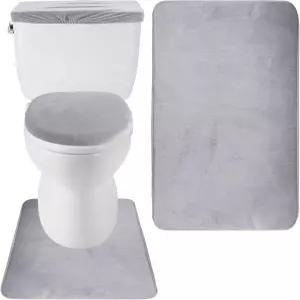 프라멘디노 라이트 그레이 메모리 폼 목욕 매트 세트 2피스 욕실용 변기 뚜껑 및 탱크 커버