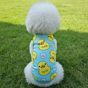 반려동물 러블리 오리 덕 티셔츠 외출 산책 잠옷 2종