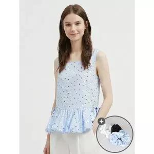 [하프클럽/샵앤]여성 민소매 도트 헤어밴드 세트 나시 블라우스 NARU-WBL-21139-