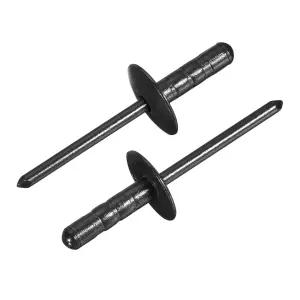 uxcell 50Pcs 3/16인치 x1/2인치 알루미늄 블라인드 리벳 금속 가구 자동차 블랙용 대형 헤드 멀티 그립
