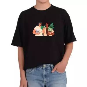 오버핏반팔티 커플친구 대학생 책과 나무 열공하는친구 나무